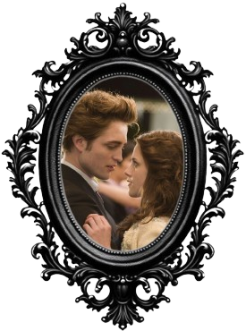 a framed picture of bella and edward from the twilight saga, in the prom scene